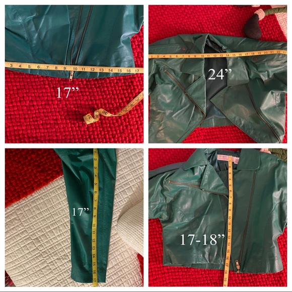 80s Vintage Avon Fashions Green Leather Skirt Suit - Picture 5 of 14